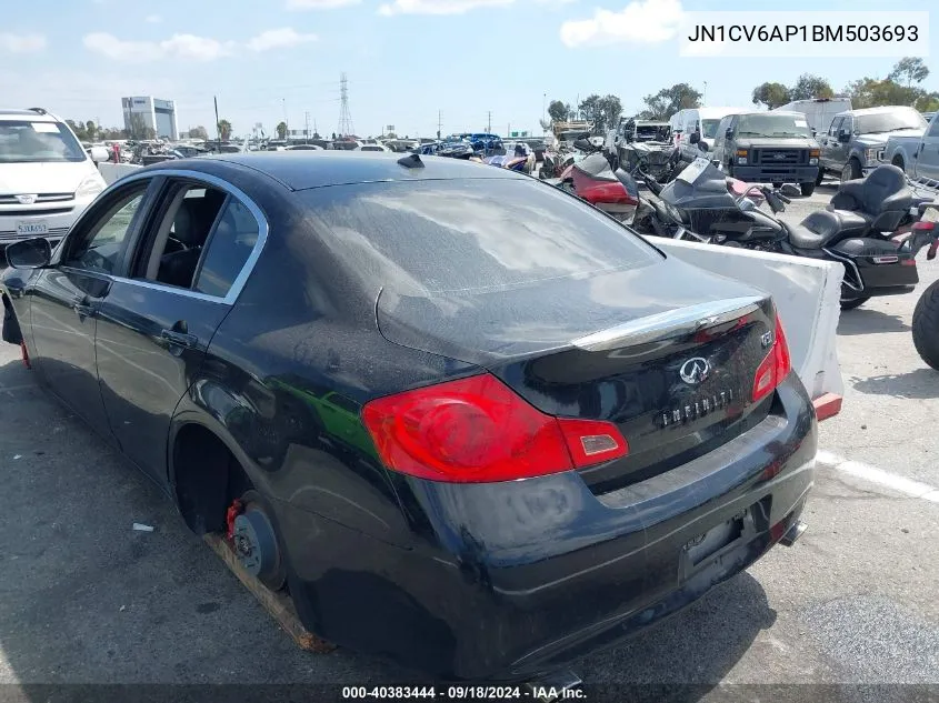 2011 Infiniti G37 Sedan Journey VIN: JN1CV6AP1BM503693 Lot: 40383444