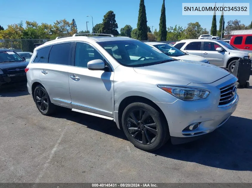 2013 Infiniti Jx35 VIN: 5N1AL0MMXDC345352 Lot: 40145431