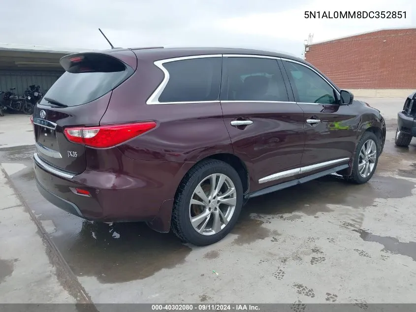 2013 Infiniti Jx35 VIN: 5N1AL0MM8DC352851 Lot: 40302080