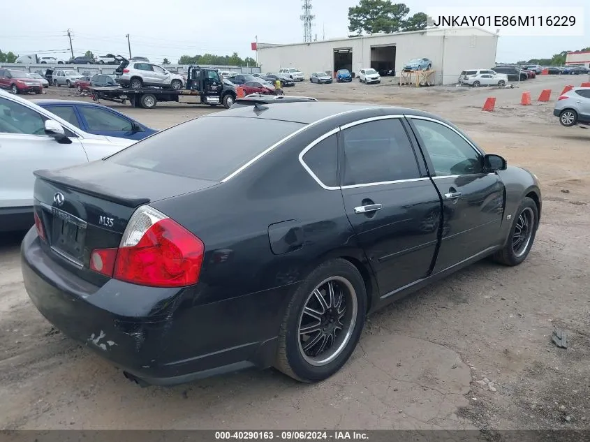 2006 Infiniti M35 VIN: JNKAY01E86M116229 Lot: 40290163