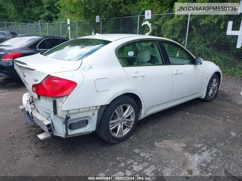 2015 Infiniti Q40 VIN: JN1CV6AR3FM650136 Lot: 40050941