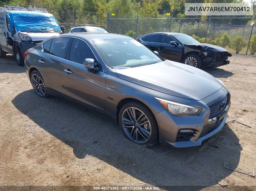 2014 Infiniti Q50 Hybrid Sport VIN: JN1AV7AR6EM700412 Lot: 40373383