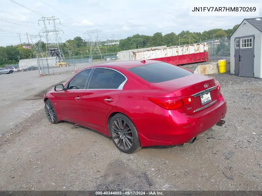 2017 Infiniti Q50 3.0T Red Sport 400 VIN: JN1FV7AR7HM870269 Lot: 40344803