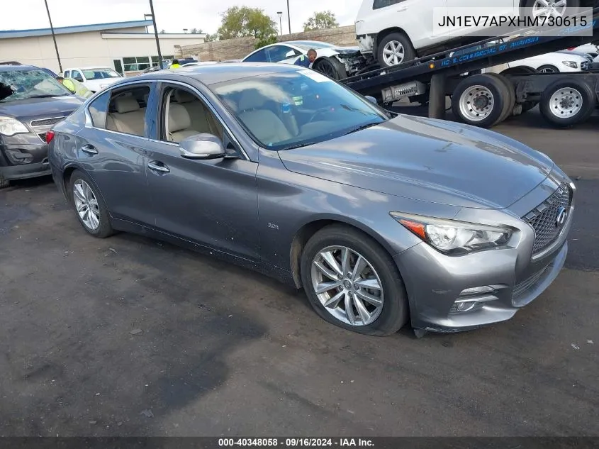 2017 Infiniti Q50 3.0T Premium/3.0T Signature Edition/3.0T Sport VIN: JN1EV7APXHM730615 Lot: 40348058