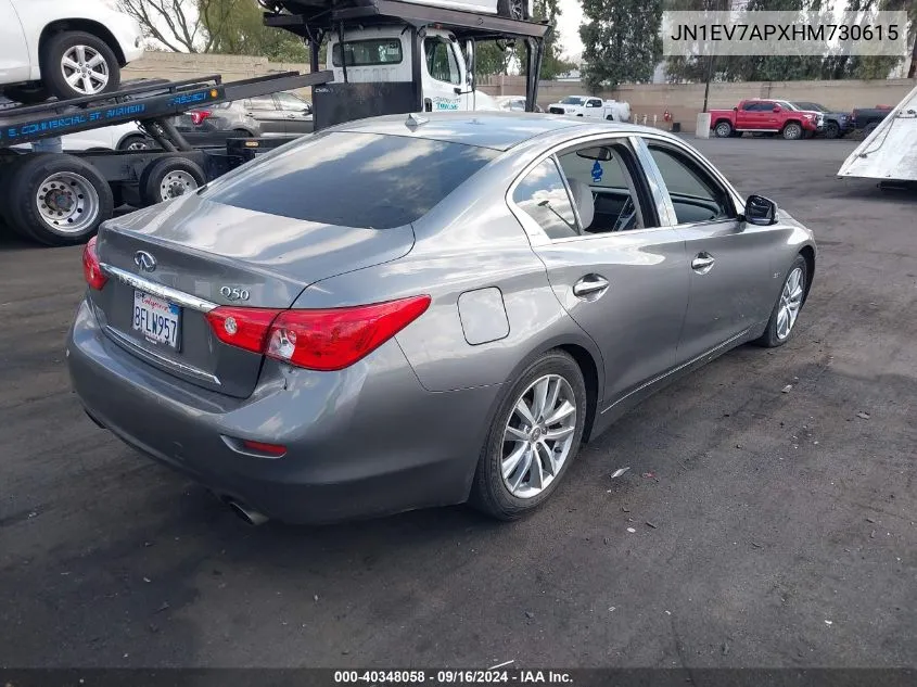 2017 Infiniti Q50 3.0T Premium/3.0T Signature Edition/3.0T Sport VIN: JN1EV7APXHM730615 Lot: 40348058