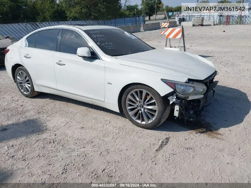 2018 Infiniti Q50 3.0T Luxe VIN: JN1EV7AP7JM361542 Lot: 40332587