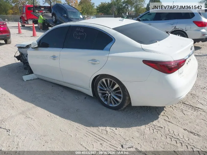 2018 Infiniti Q50 3.0T Luxe VIN: JN1EV7AP7JM361542 Lot: 40332587