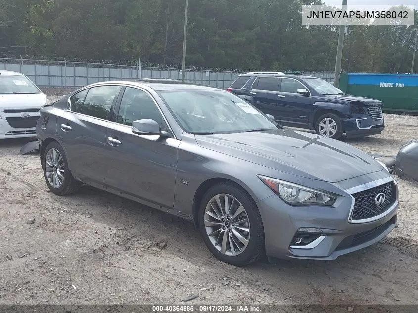 2018 Infiniti Q50 3.0T Luxe VIN: JN1EV7AP5JM358042 Lot: 40364885