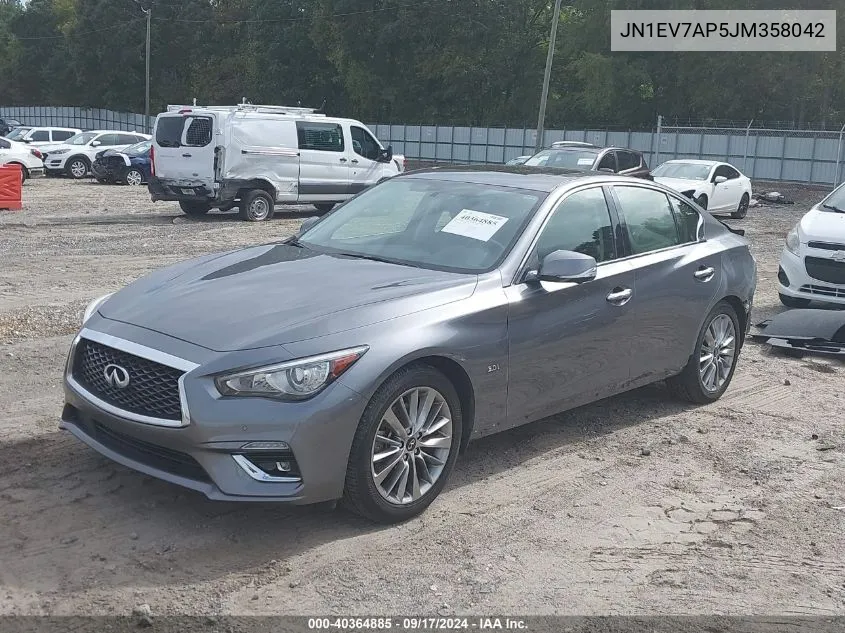 2018 Infiniti Q50 3.0T Luxe VIN: JN1EV7AP5JM358042 Lot: 40364885