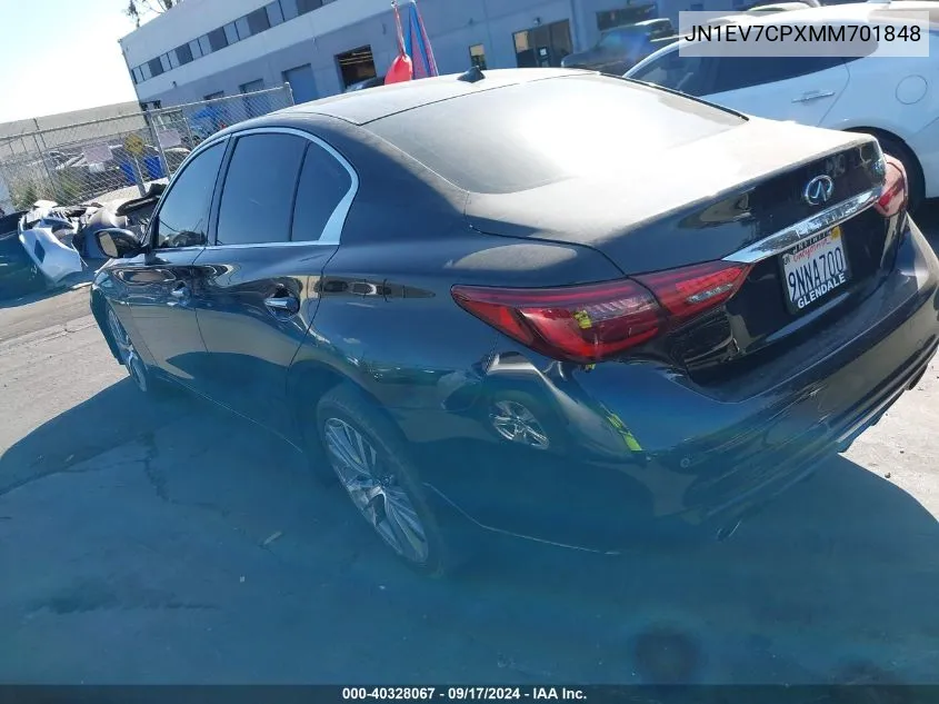 2021 Infiniti Q50 Sensory VIN: JN1EV7CPXMM701848 Lot: 40328067