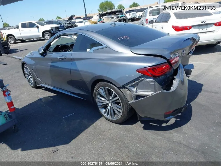 2019 Infiniti Q60 3.0T Luxe VIN: JN1EV7EK0KM231733 Lot: 40275157