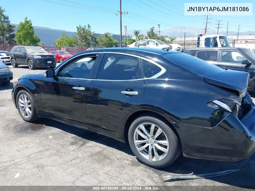 2018 Infiniti Q70 3.7 Luxe VIN: JN1BY1AP6JM181086 Lot: 40158399