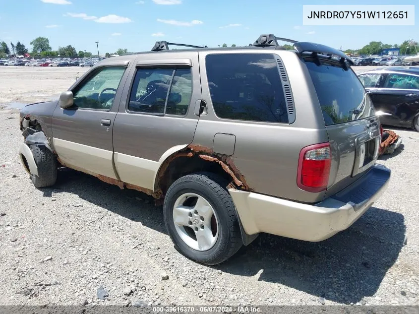 2001 Infiniti Qx4 Luxury VIN: JNRDR07Y51W112651 Lot: 39616370