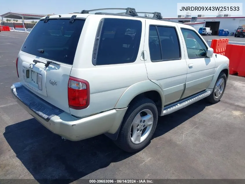 2003 Infiniti Qx4 Luxury VIN: JNRDR09X43W251533 Lot: 39653096