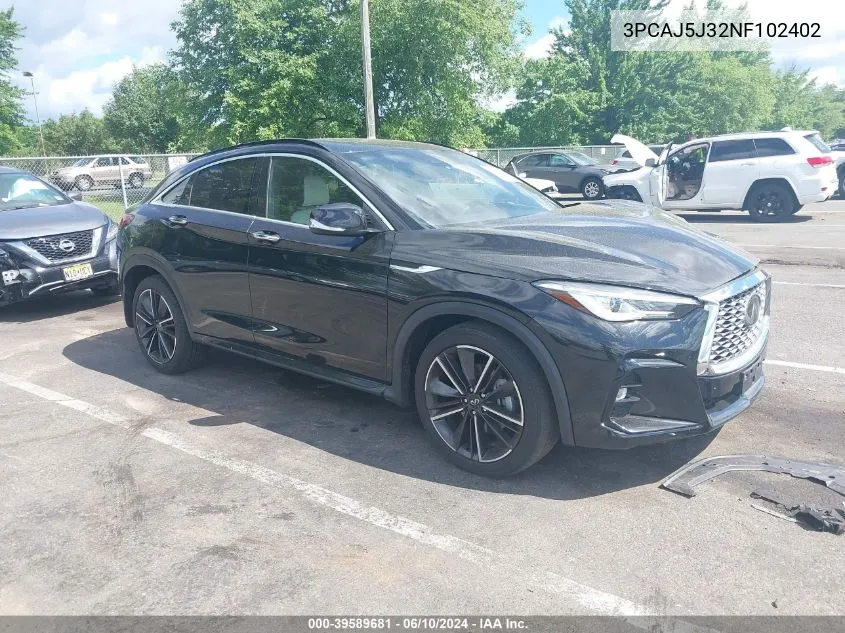 3PCAJ5J32NF102402 2022 Infiniti Qx55 Luxe Awd