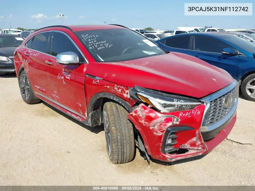 3PCAJ5K31NF112742 2022 Infiniti Qx55 Essential Awd