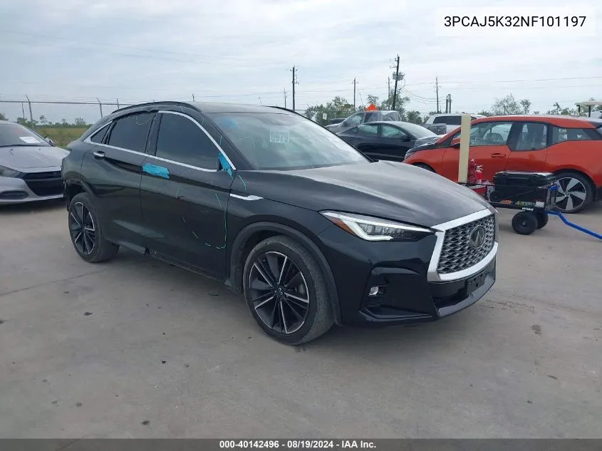 2022 Infiniti Qx55 Essential Awd VIN: 3PCAJ5K32NF101197 Lot: 40142496