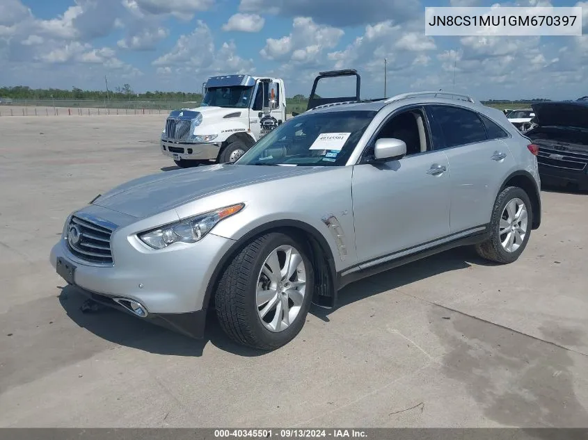 2016 Infiniti Qx70 VIN: JN8CS1MU1GM670397 Lot: 40345501