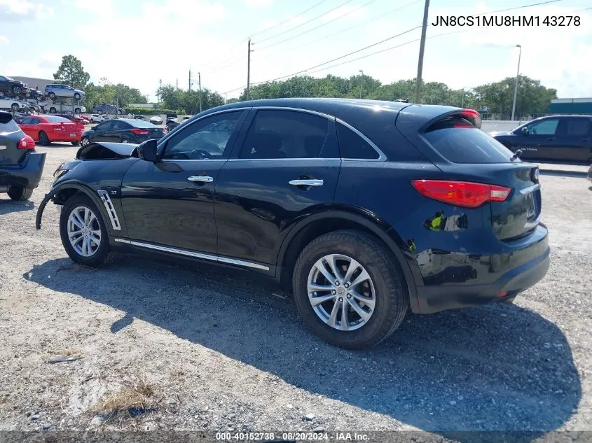 2017 Infiniti Qx70 VIN: JN8CS1MU8HM143278 Lot: 40152738