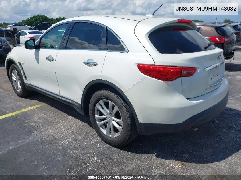 2017 Infiniti Qx70 VIN: JN8CS1MU9HM143032 Lot: 40367481