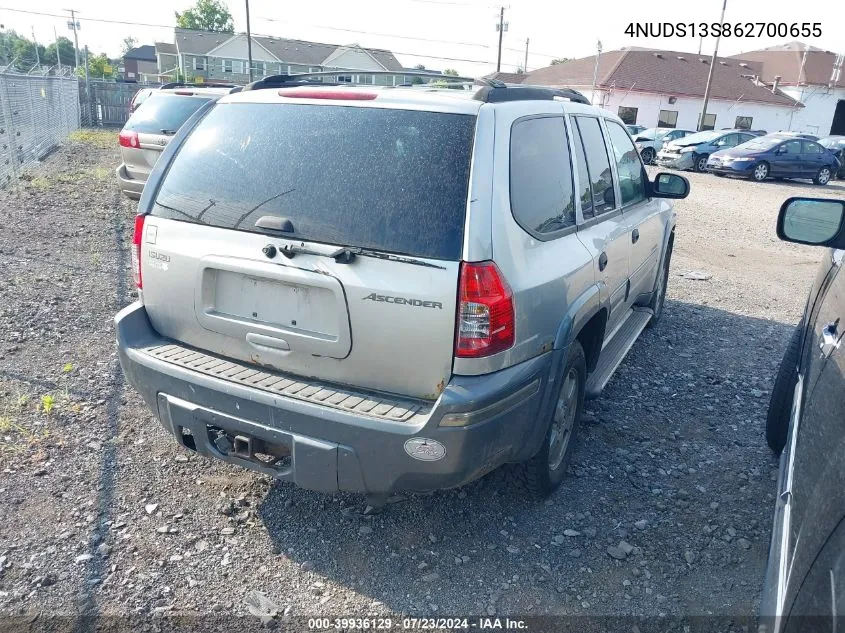 2006 Isuzu Ascender S VIN: 4NUDS13S862700655 Lot: 39936129