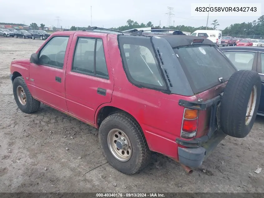 1994 Isuzu Rodeo S/Ls VIN: 4S2CG58V0R4342743 Lot: 40340176