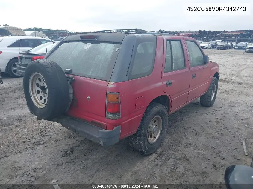 1994 Isuzu Rodeo S/Ls VIN: 4S2CG58V0R4342743 Lot: 40340176