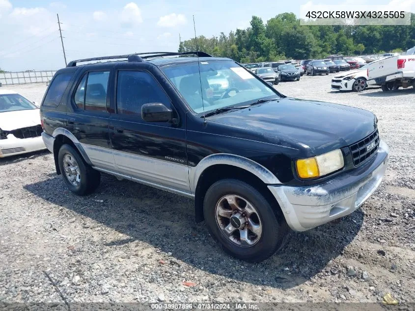 1999 Isuzu Rodeo Ls/Lse/S 3.2L VIN: 4S2CK58W3X4325505 Lot: 39987896