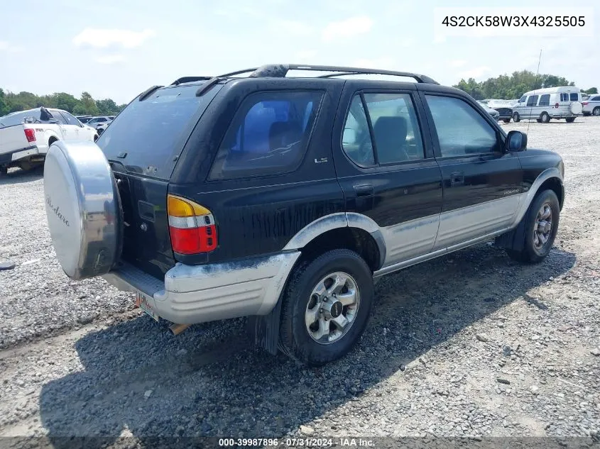 1999 Isuzu Rodeo Ls/Lse/S 3.2L VIN: 4S2CK58W3X4325505 Lot: 39987896