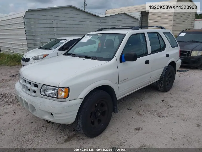 2000 Isuzu Rodeo S/Ls/Lse VIN: 4S2CK58WXY4320903 Lot: 40347138