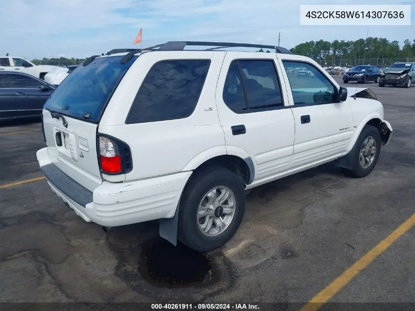 2001 Isuzu Rodeo S/Ls/Lse VIN: 4S2CK58W614307636 Lot: 40261911