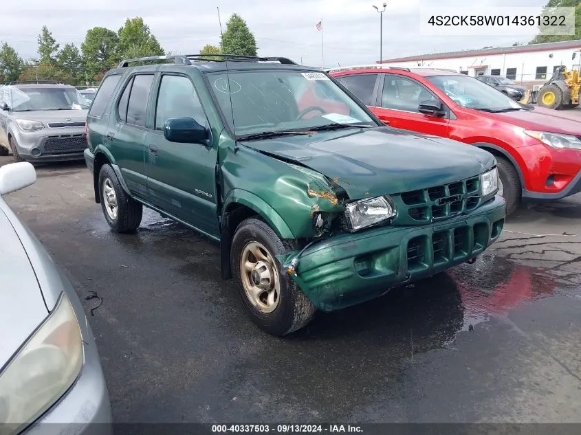 2001 Isuzu Rodeo Ls 3.2L V6/Lse 3.2L V6/S 3.2L V6 VIN: 4S2CK58W014361322 Lot: 40337503