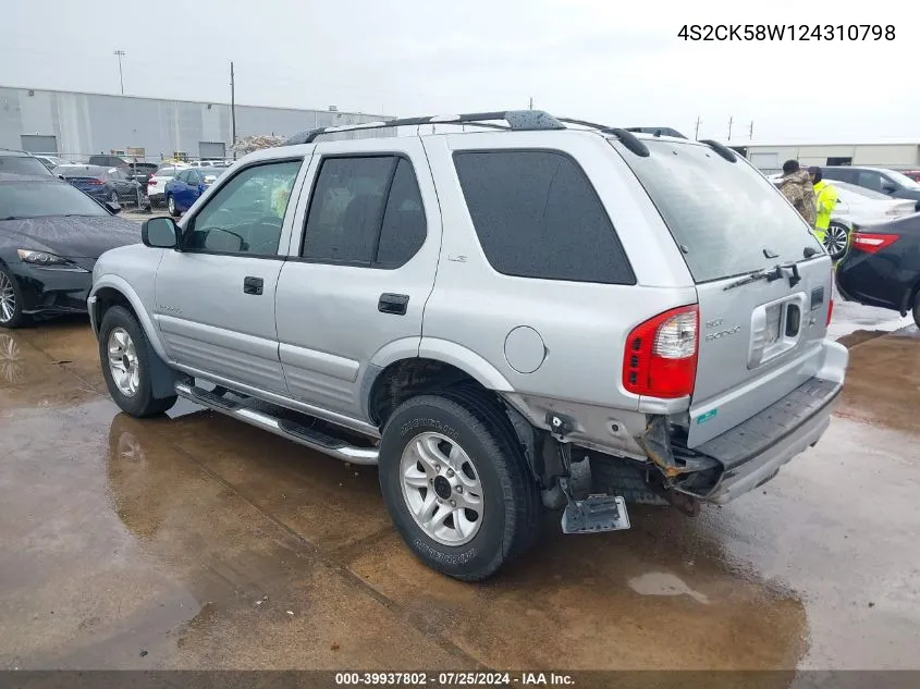 2002 Isuzu Rodeo Ls 3.2L V6/Lse 3.2L V6/S 3.2L V6 VIN: 4S2CK58W124310798 Lot: 39937802