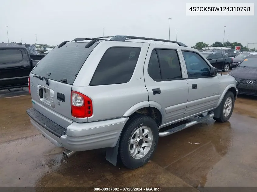 2002 Isuzu Rodeo Ls 3.2L V6/Lse 3.2L V6/S 3.2L V6 VIN: 4S2CK58W124310798 Lot: 39937802