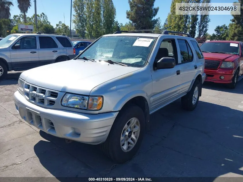 2002 Isuzu Rodeo Ls 3.2L V6/Lse 3.2L V6/S 3.2L V6 VIN: 4S2CK58W024304698 Lot: 40310828