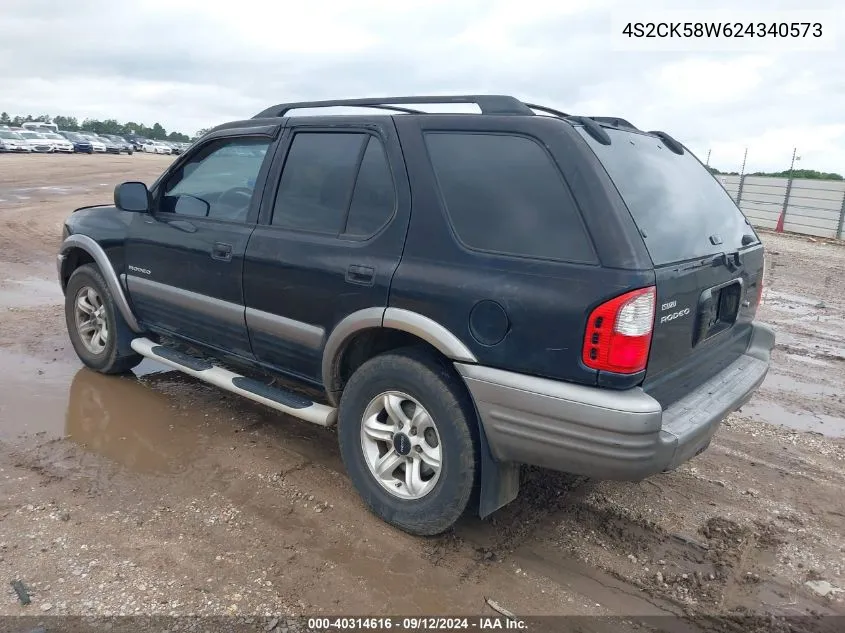 2002 Isuzu Rodeo Ls 3.2L V6/Lse 3.2L V6/S 3.2L V6 VIN: 4S2CK58W624340573 Lot: 40314616