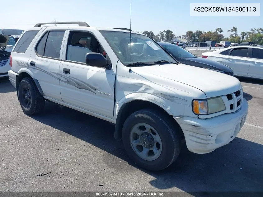 2003 Isuzu Rodeo S 3.2L V6 VIN: 4S2CK58W134300113 Lot: 39673410