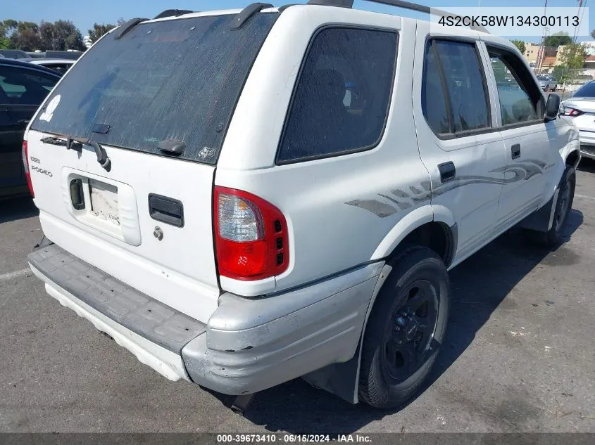 2003 Isuzu Rodeo S 3.2L V6 VIN: 4S2CK58W134300113 Lot: 39673410