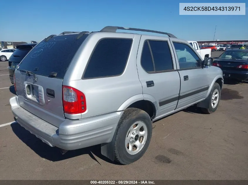 2003 Isuzu Rodeo S 2.2L VIN: 4S2CK58D434313971 Lot: 40205322