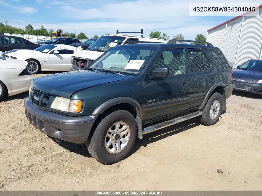 4S2CK58W834304045 2003 Isuzu Rodeo S 3.2L V6