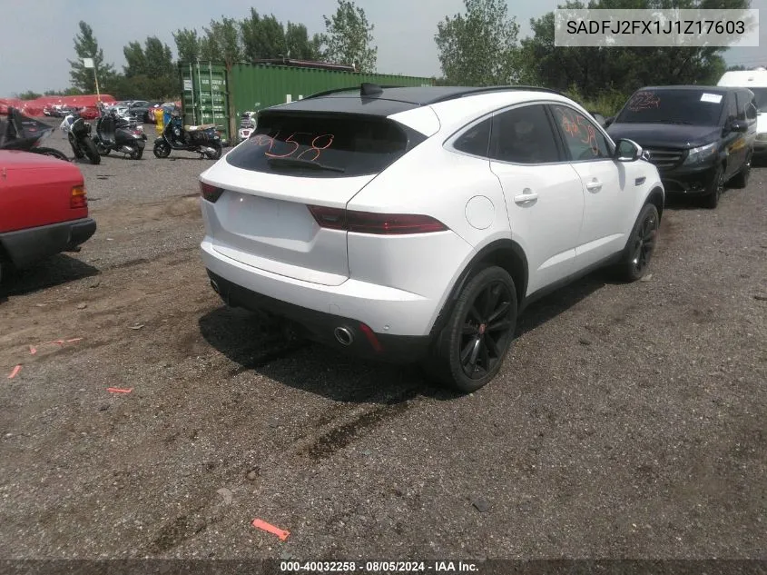 2018 Jaguar E-Pace R-Dynamic S/S VIN: SADFJ2FX1J1Z17603 Lot: 40032258