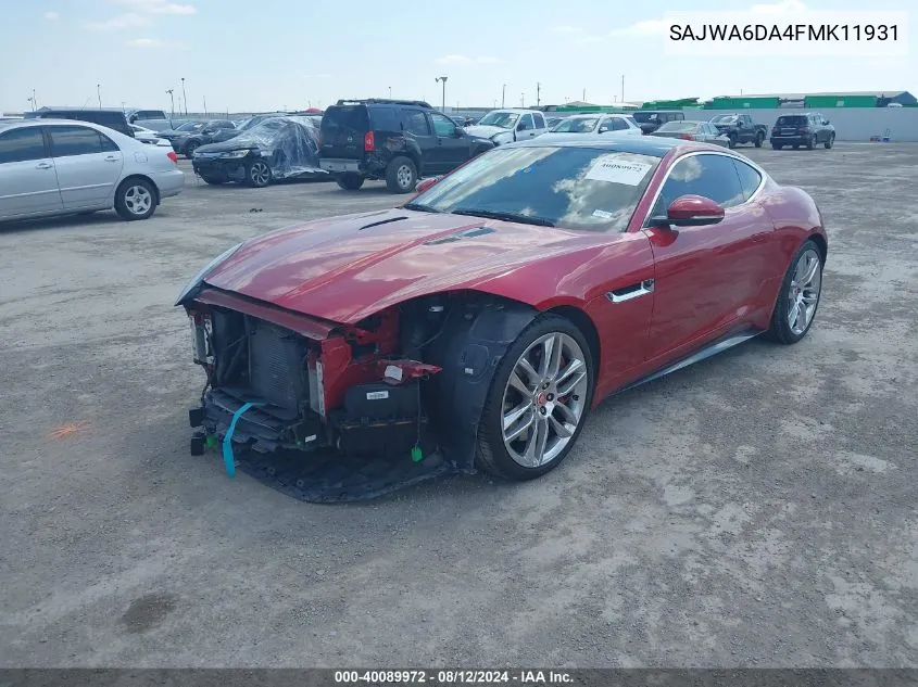 2015 Jaguar F-Type R VIN: SAJWA6DA4FMK11931 Lot: 40089972