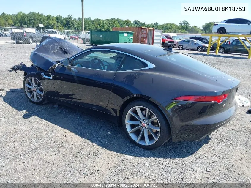 2015 Jaguar F-Type S VIN: SAJWA6BU0F8K18753 Lot: 40178094