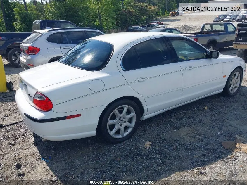 2000 Jaguar S-Type 3.0L V6 VIN: SAJDA01C2YFL51302 Lot: 39723198