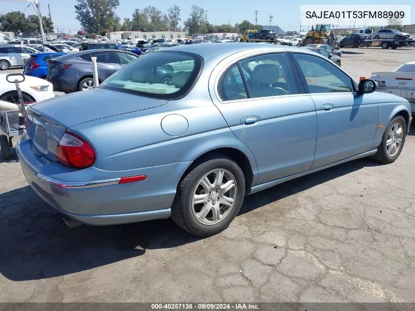 2003 Jaguar S-Type 3.0L V6 VIN: SAJEA01T53FM88909 Lot: 40257138