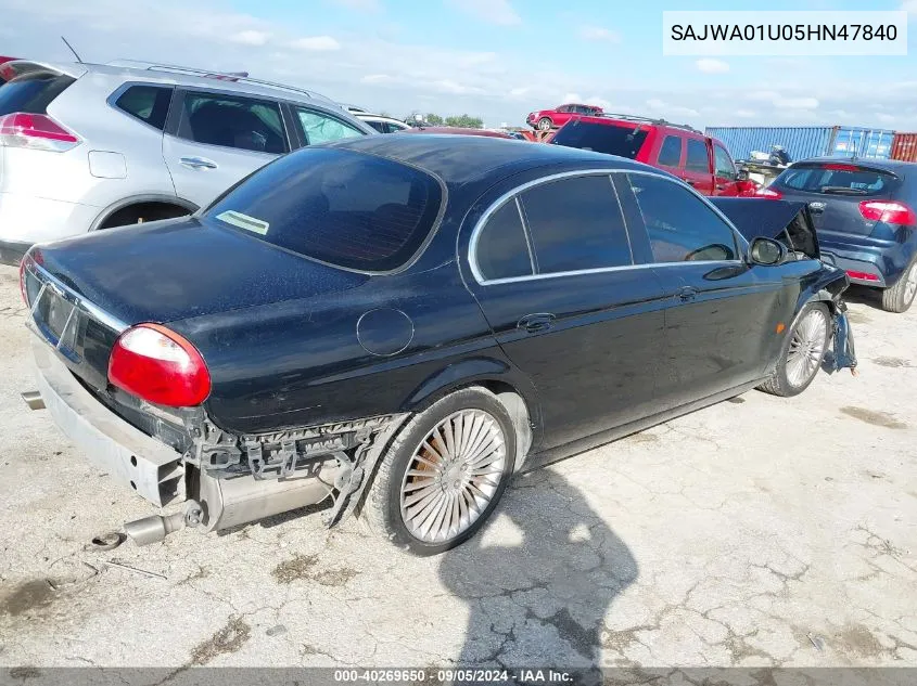 2005 Jaguar S-Type 4.2L V8 VIN: SAJWA01U05HN47840 Lot: 40269650