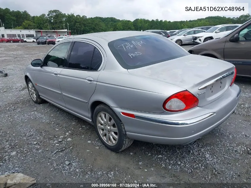 2002 Jaguar X-Type 2.5L VIN: SAJEA51D62XC48964 Lot: 39956168