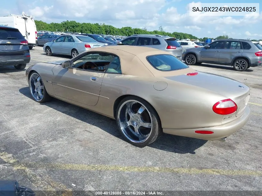 1998 Jaguar Xk8 VIN: SAJGX2243WC024825 Lot: 40128085