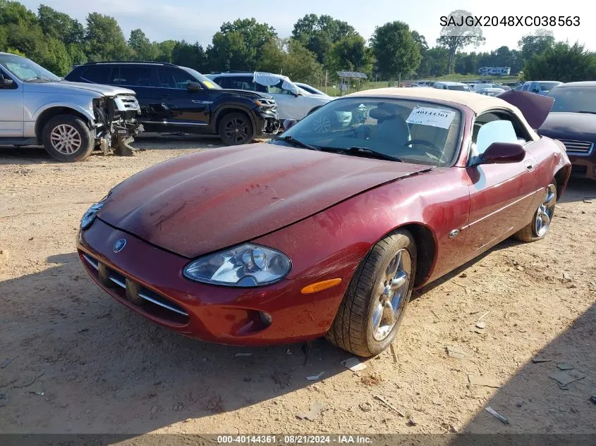 1999 Jaguar Xk8 VIN: SAJGX2048XC038563 Lot: 40144361