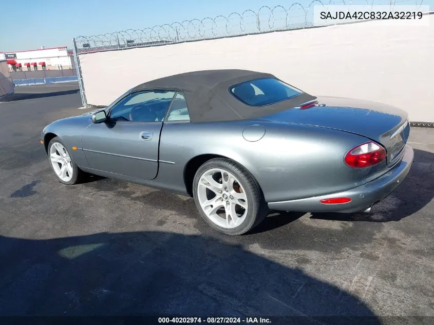 2003 Jaguar Xk8 VIN: SAJDA42C832A32219 Lot: 40202974